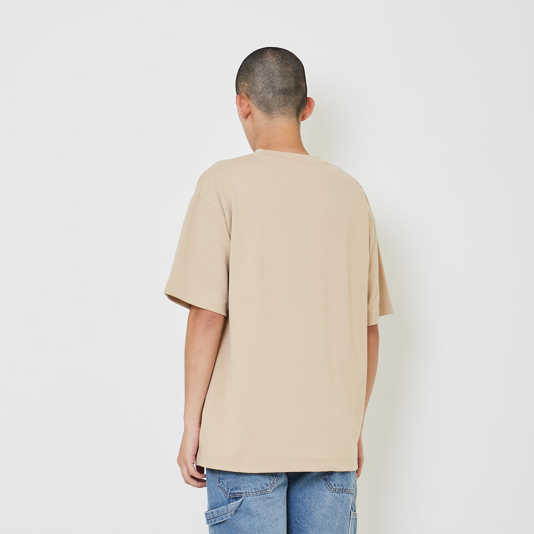 Men Oversized Pique Top - Beige - SM2403064C