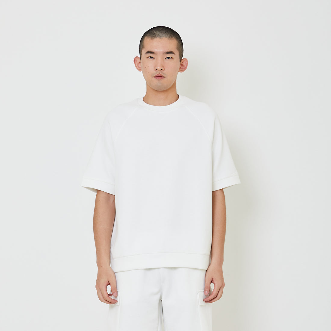 Men Oversized Waffle Knit Top - Off White - SM2404075A