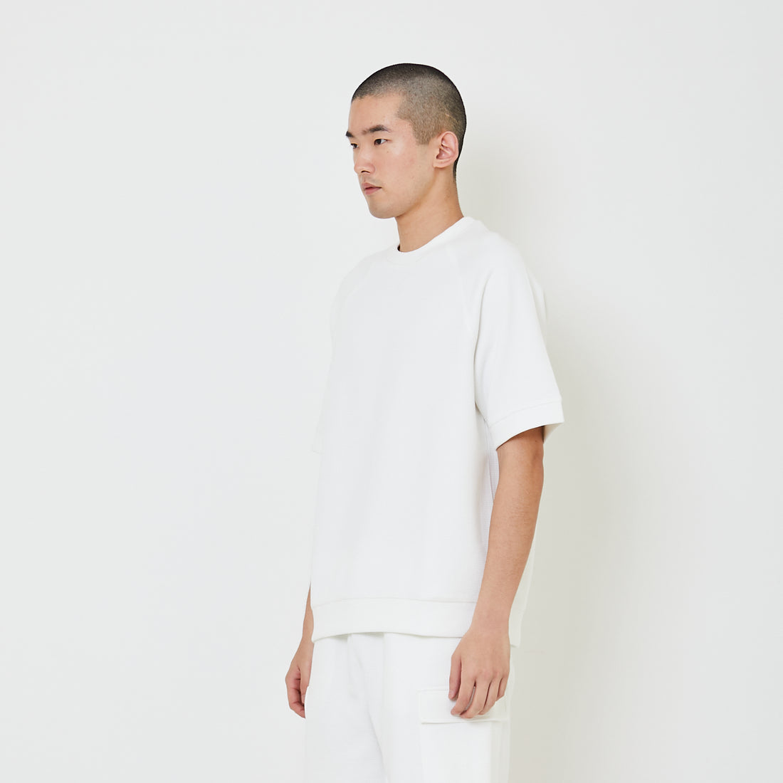 Men Oversized Waffle Knit Top - Off White - SM2404075A