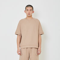 Men Oversized Waffle Knit Top - Beige - SM2404075B