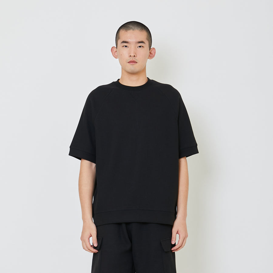 Men Oversized Waffle Knit Top - Black - SM2404075D