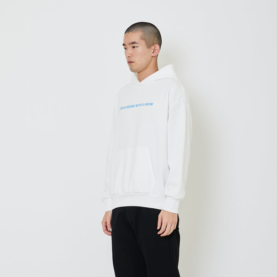 Men Printed Oversized Hoodie - Off White - SM2404077A