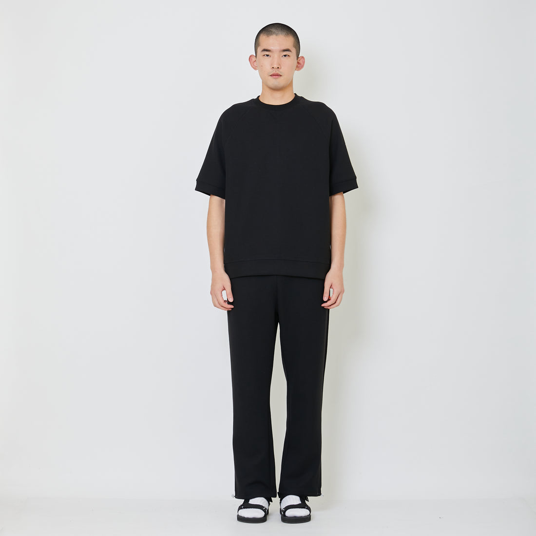 Men Waffle Knit Cargo Pants - Black - SM2404078C