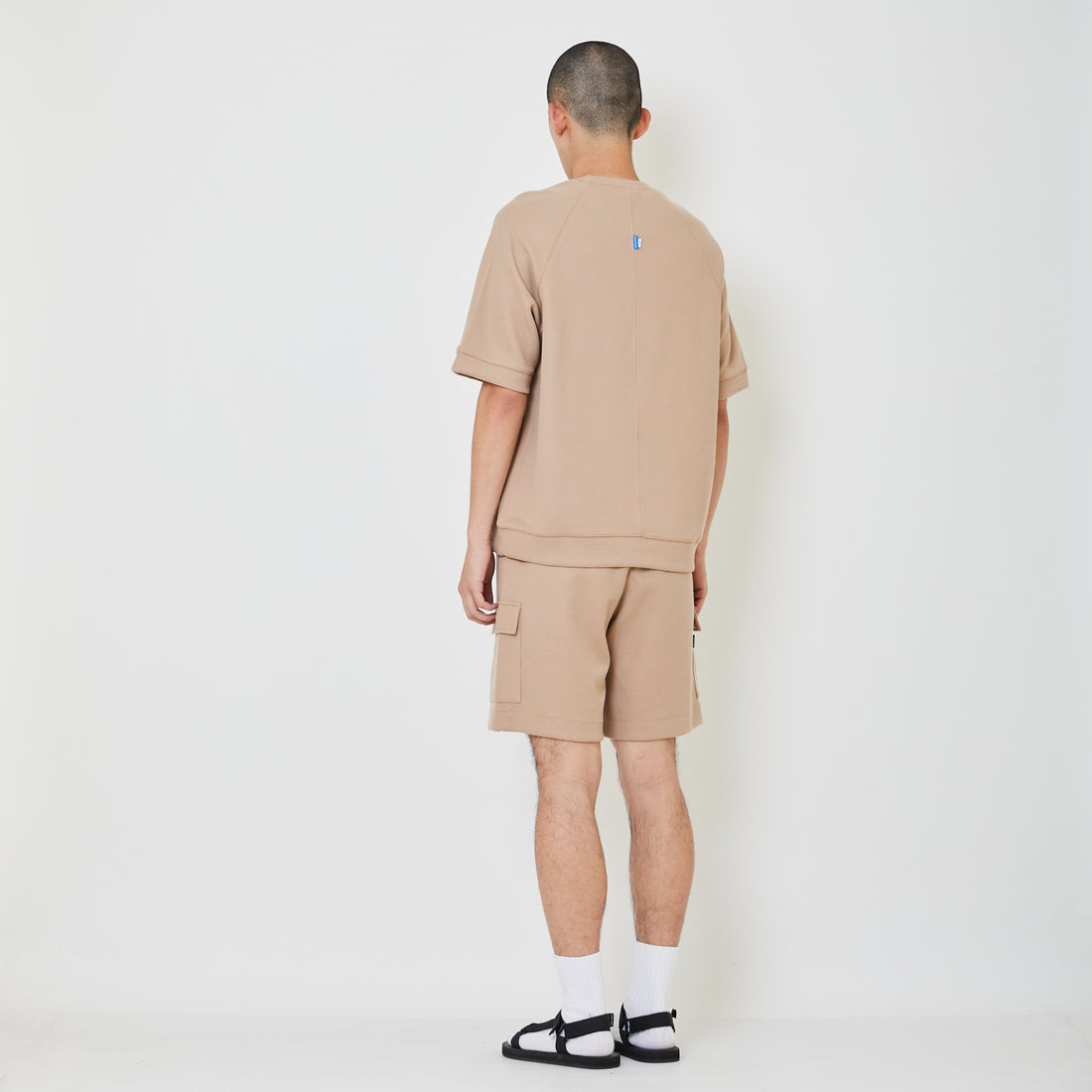 Men Waffle Knit Cargo Shorts - Beige - SM2404111B