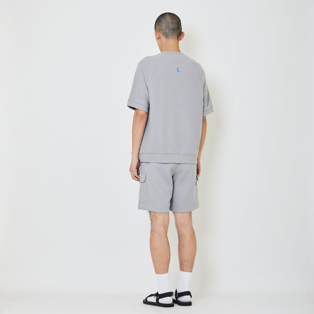 Men Waffle Knit Cargo Shorts - Light Grey - SM2404111C