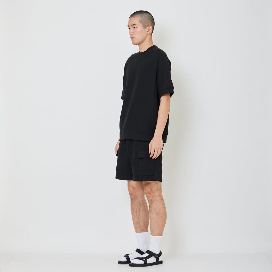 Men Waffle Knit Cargo Shorts - Black - SM2404111D