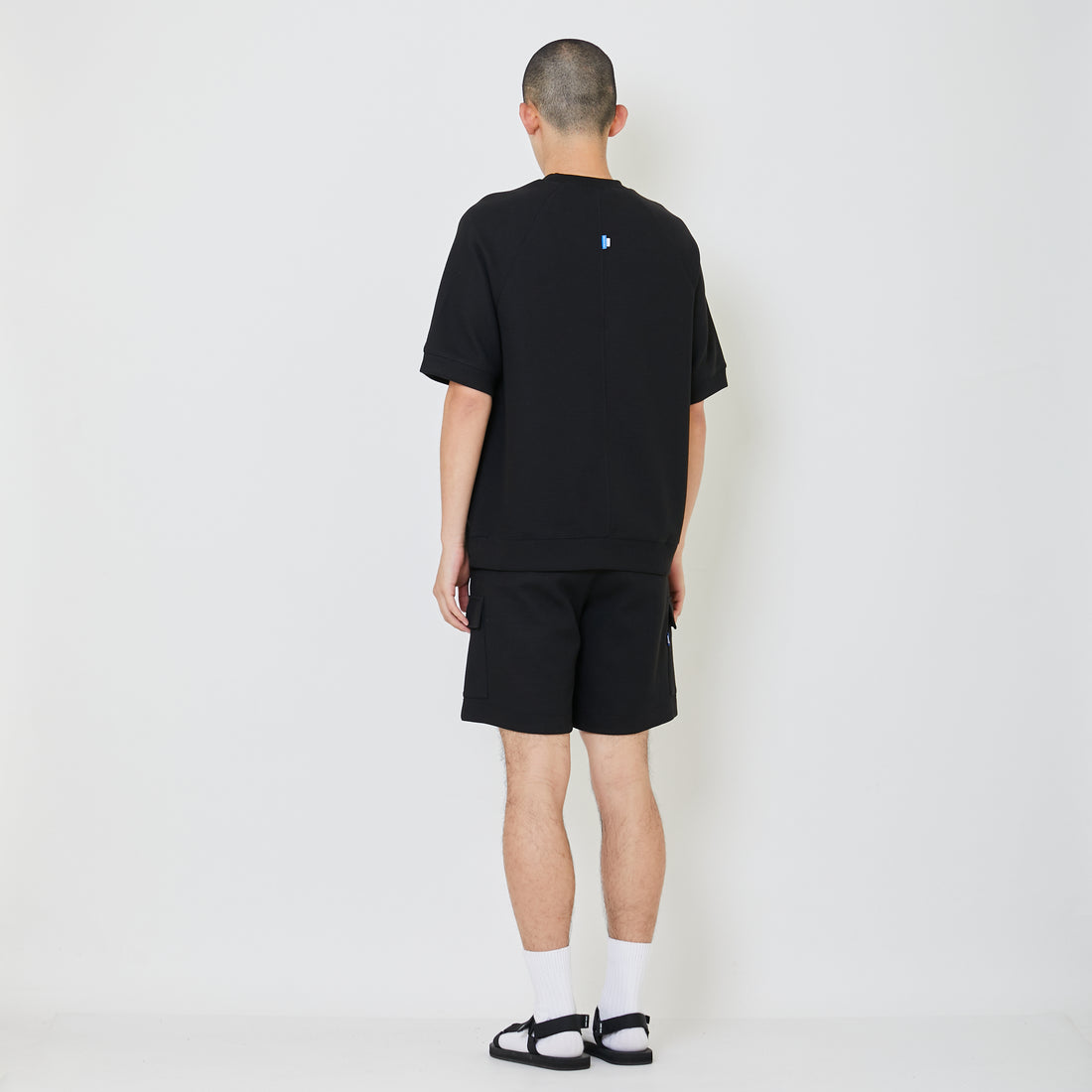 Men Waffle Knit Cargo Shorts - Black - SM2404111D