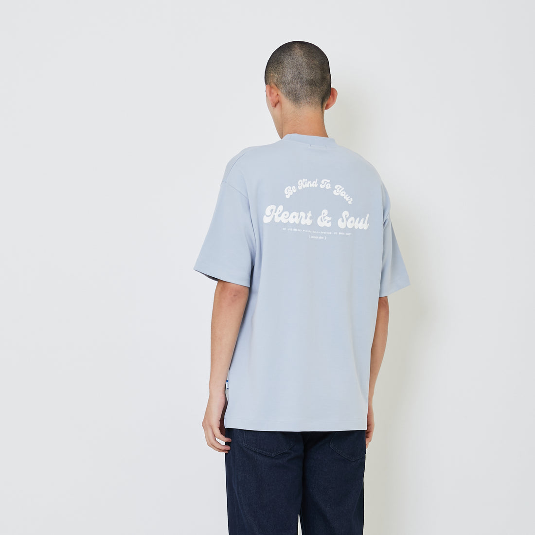 Men Printed Oversized Tee - Blue - SM2405080C