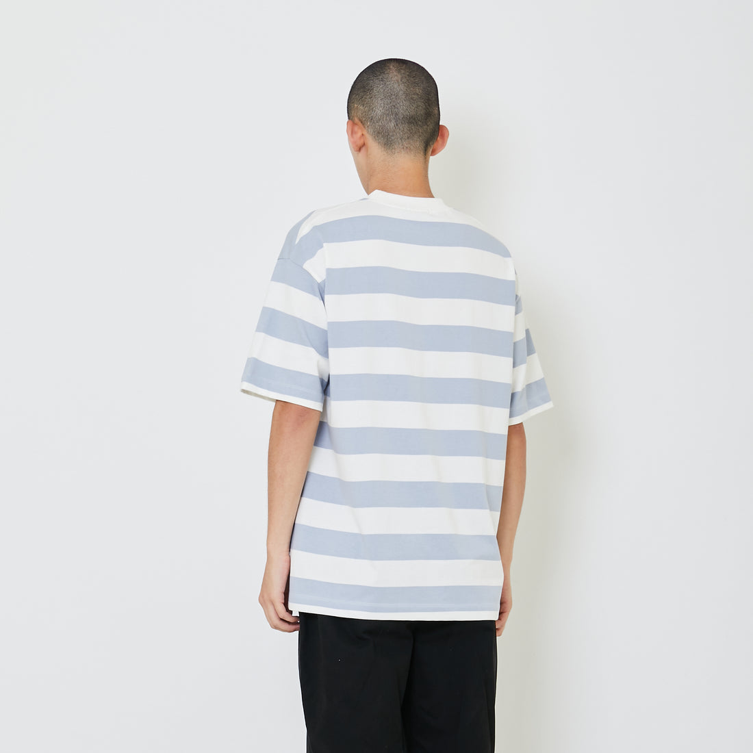 Men Oversized Stripe Tee - Blue - SM2405081A