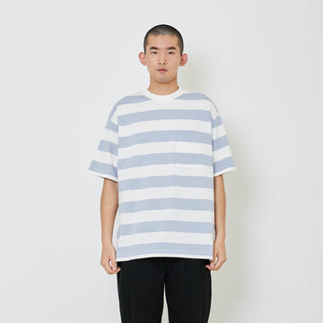 Men Oversized Stripe Tee - Blue - SM2405081A