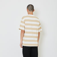 Men Oversized Stripe Tee - Khaki - SM2405081B