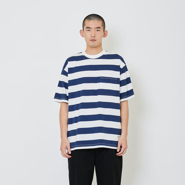 Men Oversized Stripe Tee - Navy - SM2405081C