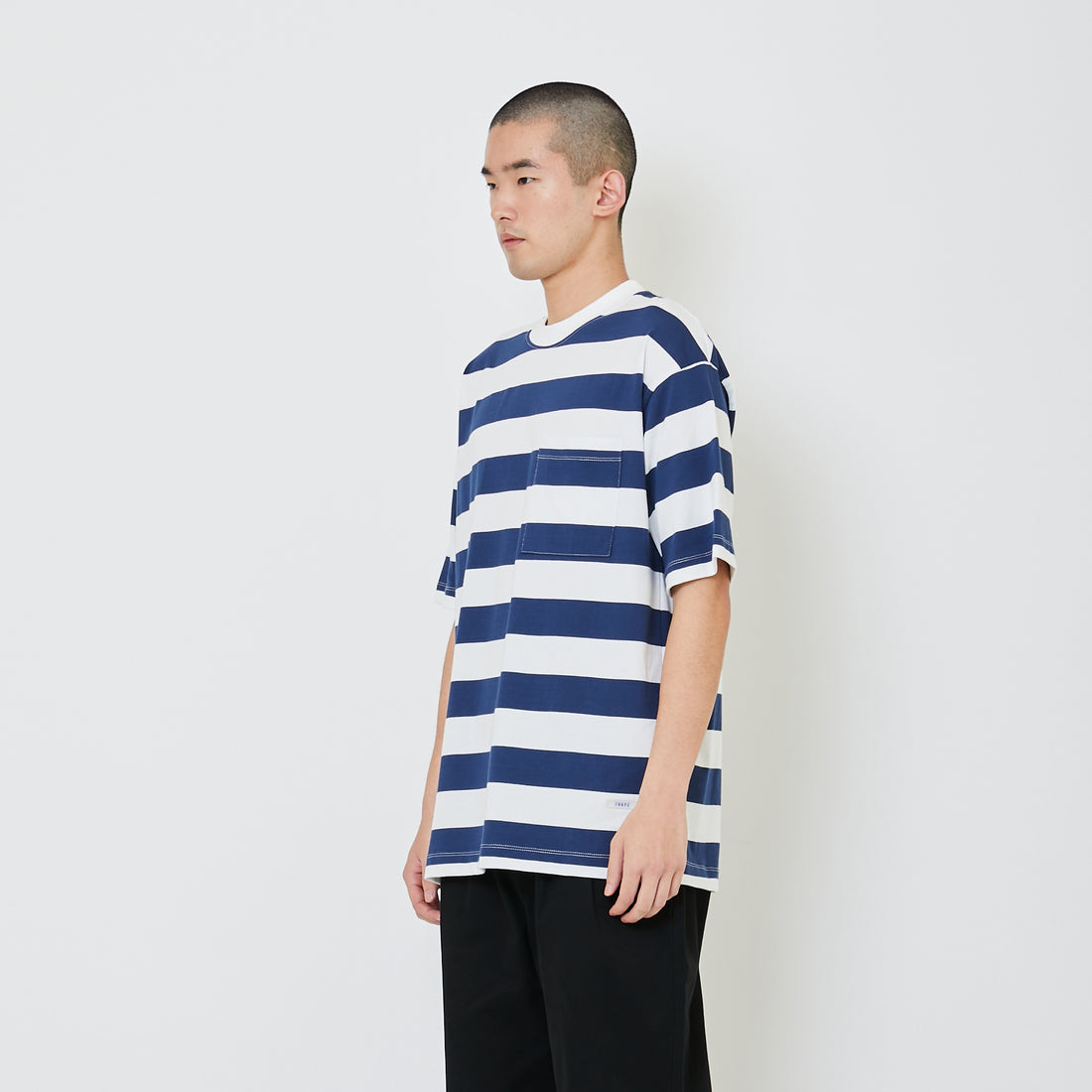 Men Oversized Stripe Tee - Navy - SM2405081C