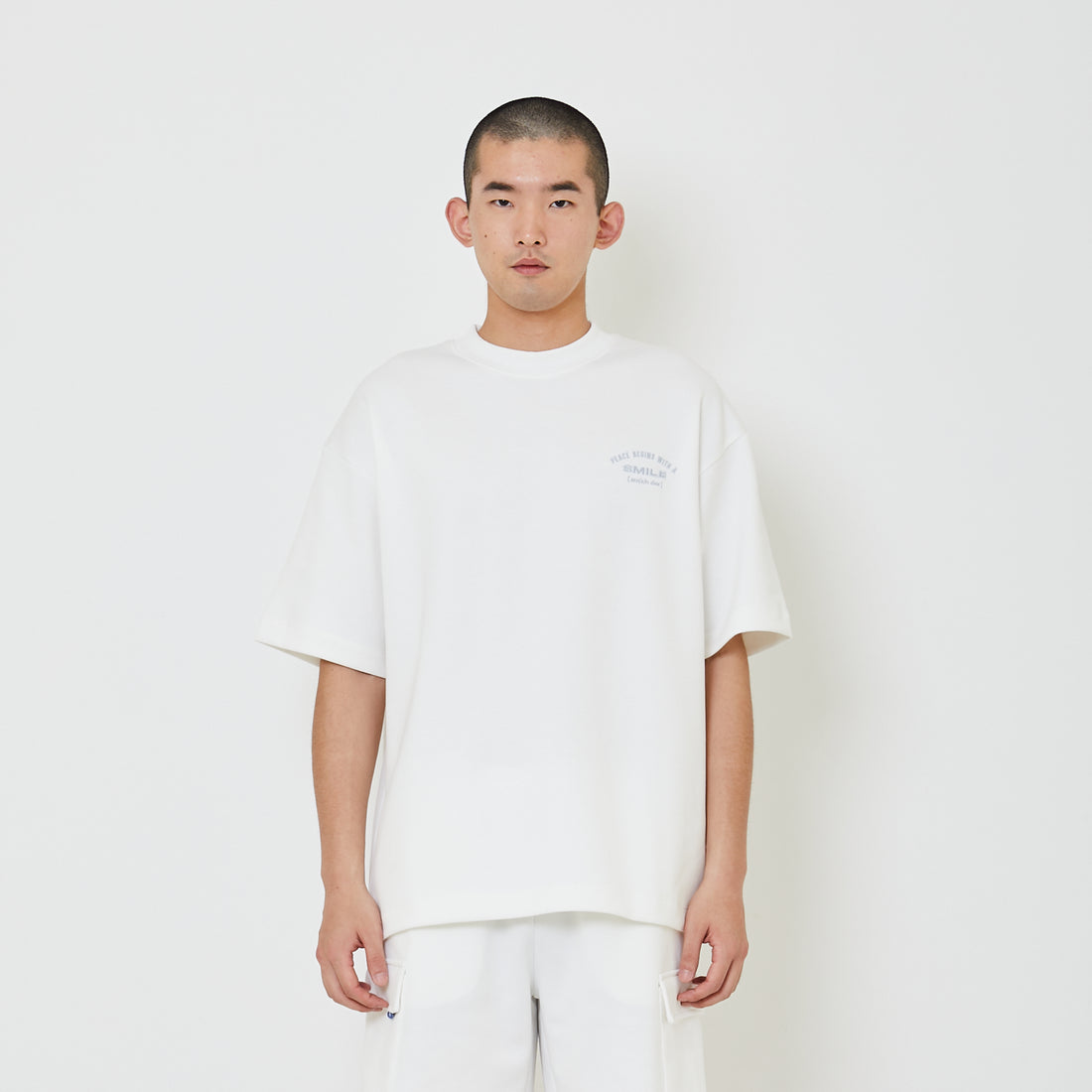 Men Embroidery Oversized Pique Top - Off White - SM2405082A