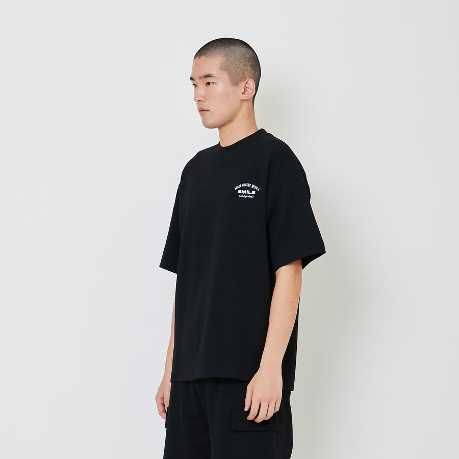 Men Embroidery Oversized Pique Top - Black - SM2405082C