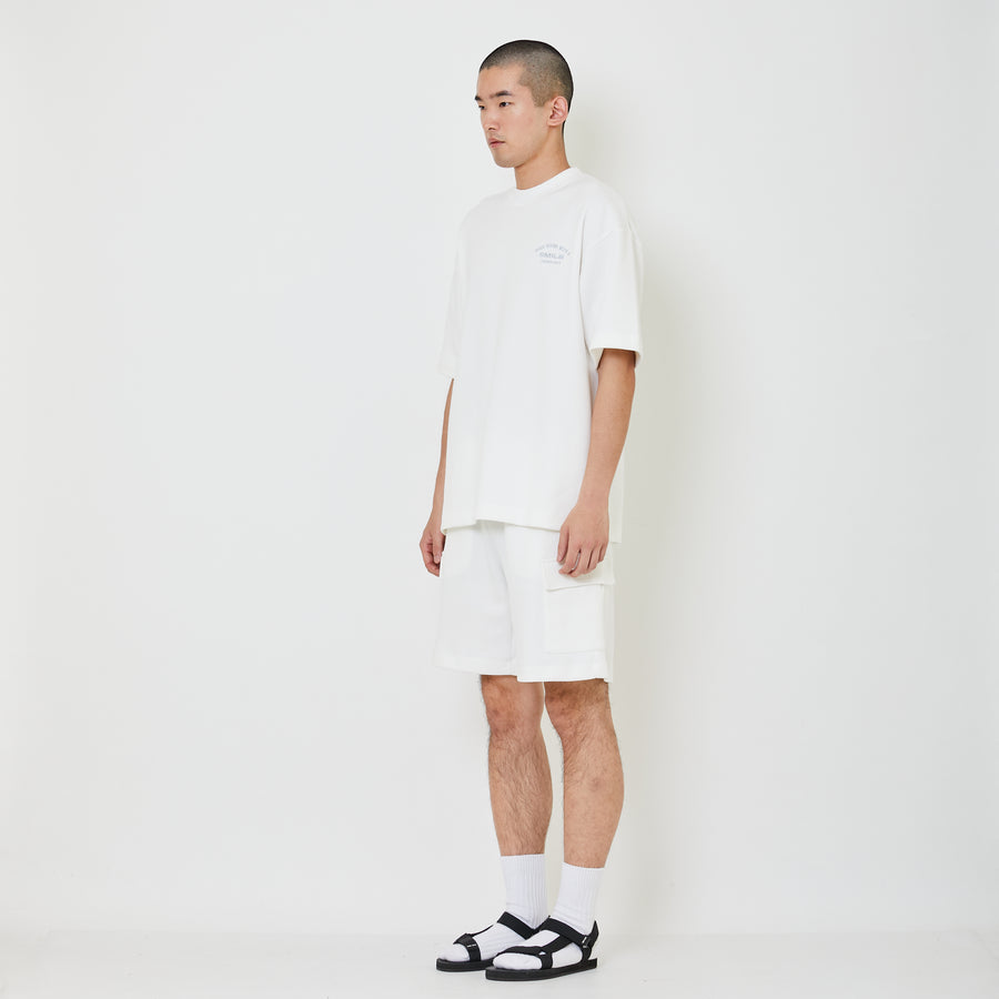 Men Pique Cargo Shorts - Off White - SM2405083A