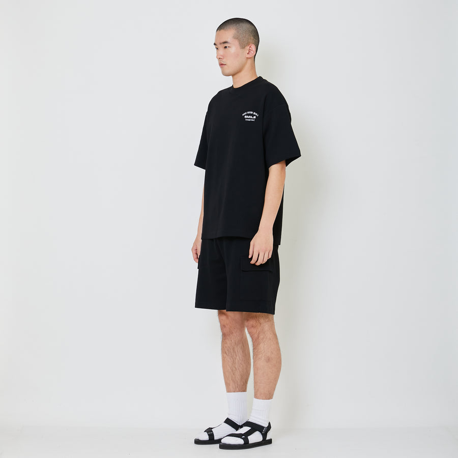 Men Pique Cargo Shorts - Black - SM2405083C