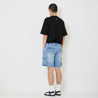 Men Denim Cargo Shorts - Light Blue - SM2405087B