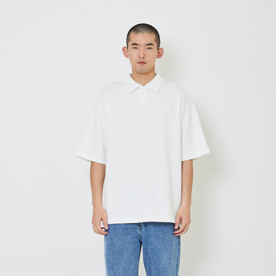 Men Oversized Polo Tee - Off White - SM2405089A