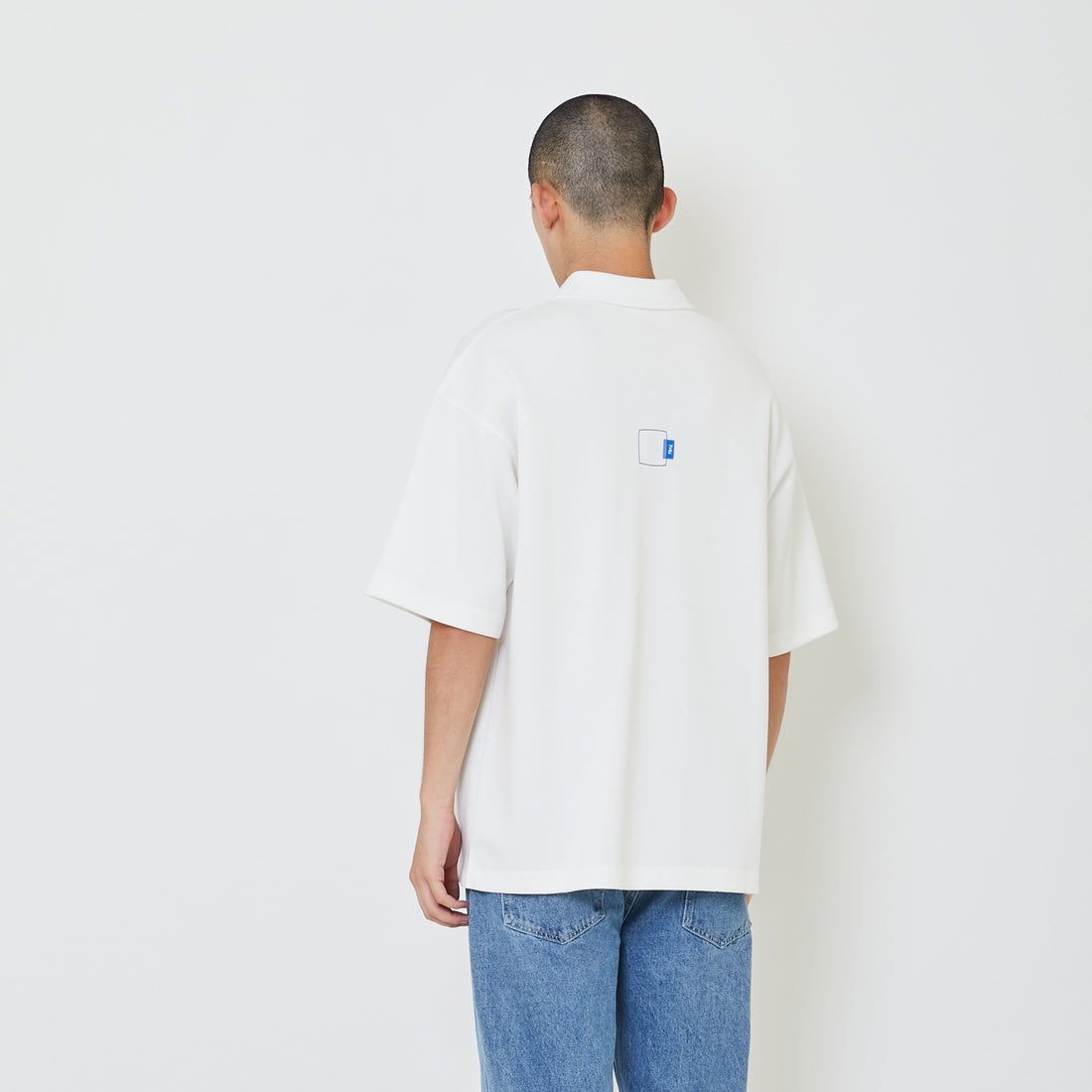 Men Oversized Polo Tee - Off White - SM2405089A