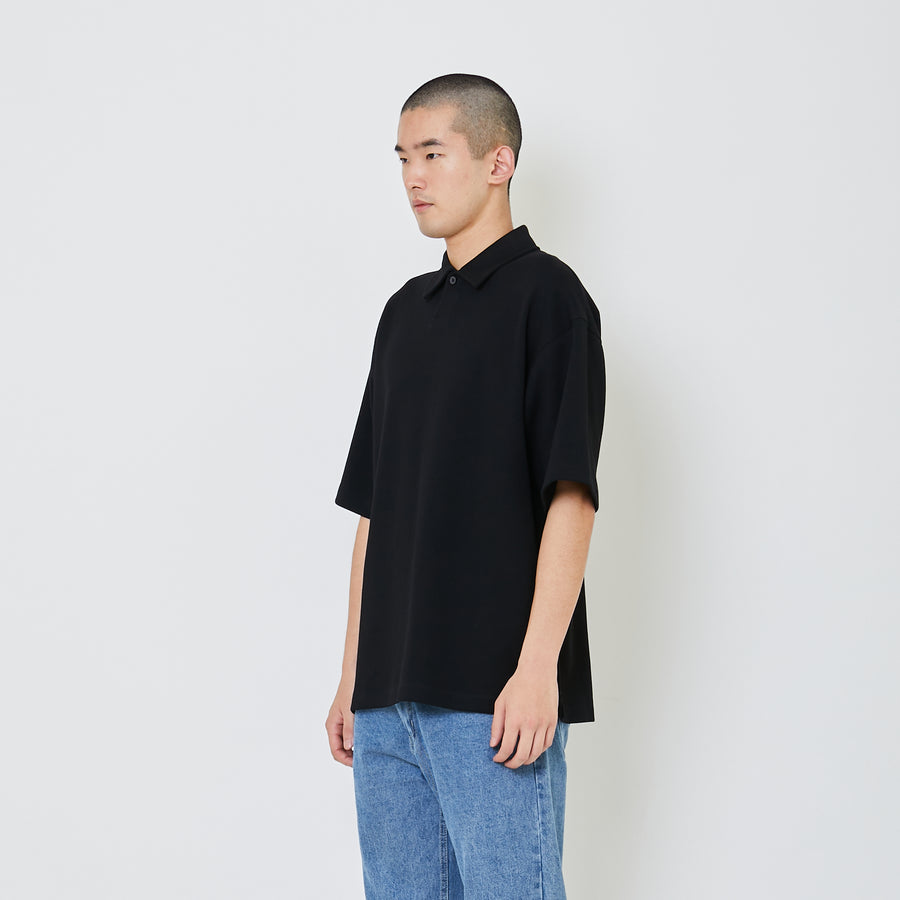 Men Oversized Polo Tee - Black - SM2405089D