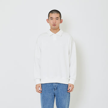 Men Oversized Polo Sweater - Off White - SM2405090A