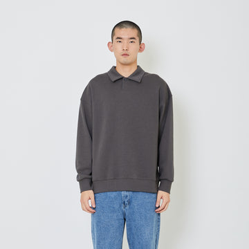 Men Oversized Polo Sweater - Metal - SM2405090B