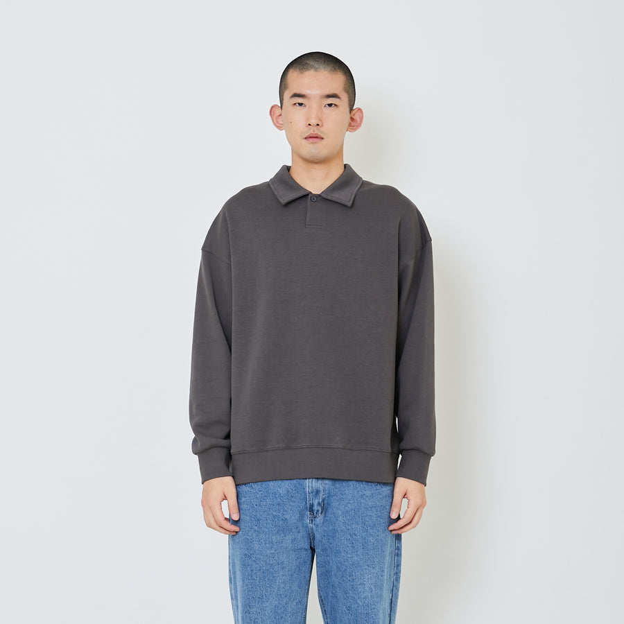 Men Oversized Polo Sweater - Metal - SM2405090B