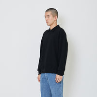 Men Oversized Polo Sweater - Black - SM2405090C