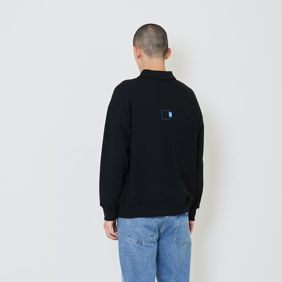 Men Oversized Polo Sweater - Black - SM2405090C