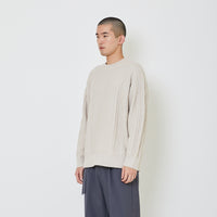 Men Oversized Cable Knit Sweater - Beige - SM2405091A