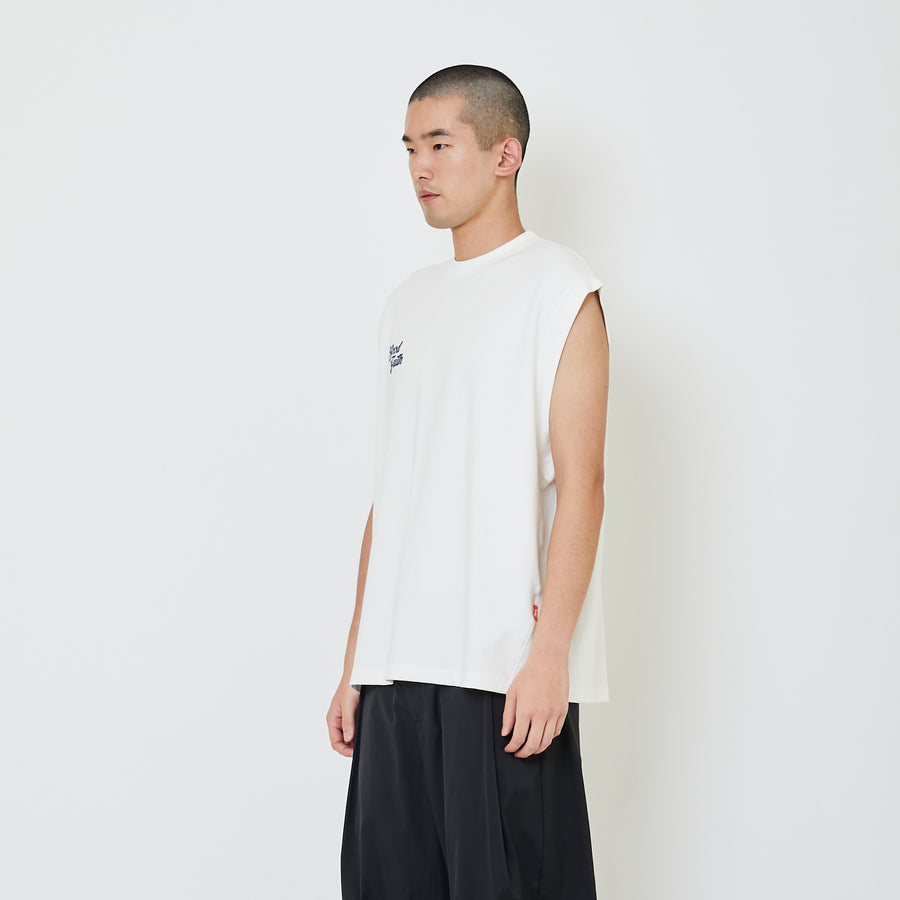 Men Printed Oversized Sleeveless Top - Off White - SM2406097A