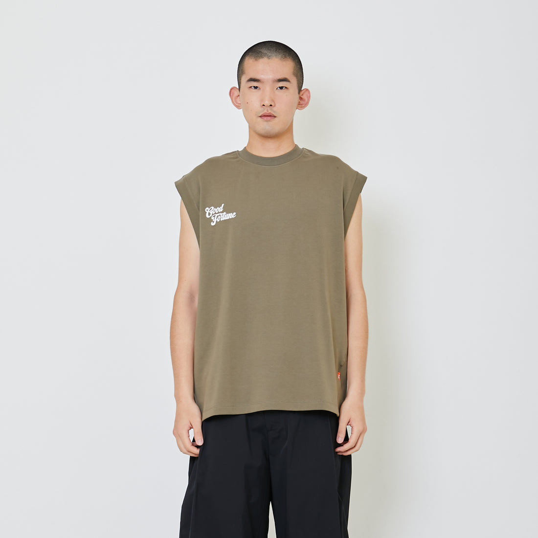 Men Printed Oversized Sleeveless Top - Army Green - SM2406097C