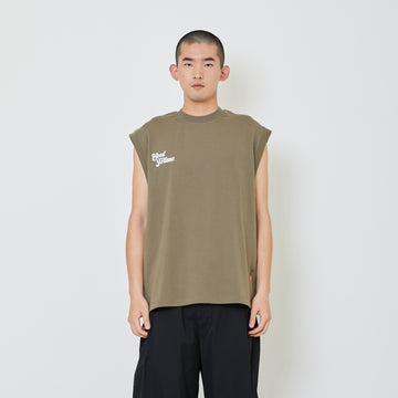 Men Printed Oversized Sleeveless Top - Army Green - SM2406097C
