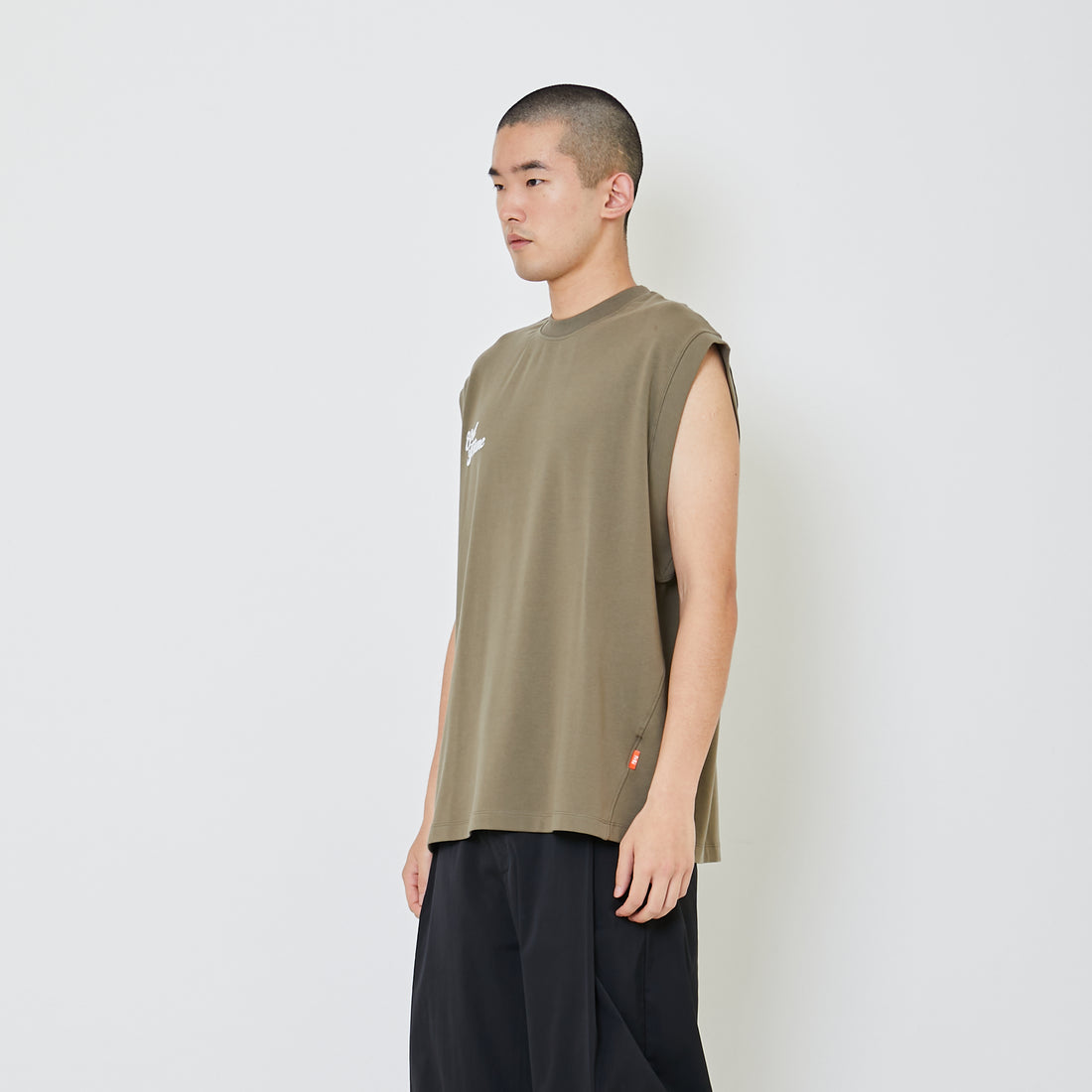 Men Printed Oversized Sleeveless Top - Army Green - SM2406097C