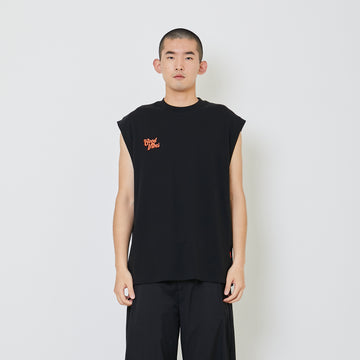 Men Printed Oversized Sleeveless Top - Black - SM2406097D