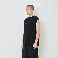 Men Printed Oversized Sleeveless Top - Black - SM2406097D