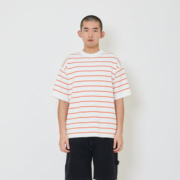 Men Oversized Stripe Sweater - Orange - SM2406101A