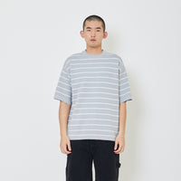 Men Oversized Stripe Sweater - Light Grey - SM2406101B