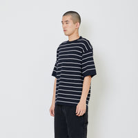 Men Oversized Stripe Sweater - Navy - SM2406101C