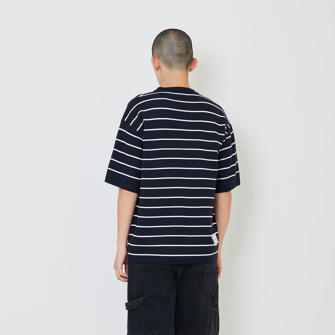 Men Oversized Stripe Sweater - Navy - SM2406101C