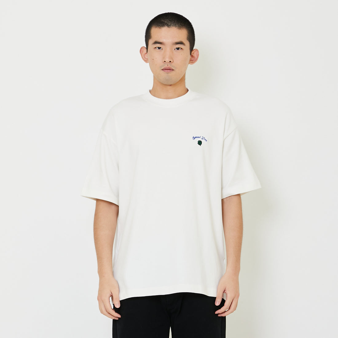 Men Embroidery Oversized Tee - Off White - SM2407116A