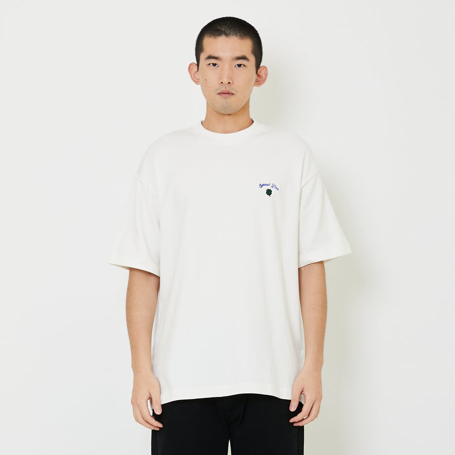 Men Embroidery Oversized Tee - Off White - SM2407116A