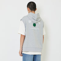 Men Oversized Sleeveless Hoodie - Melange Grey - SM2407122A