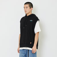 Men Oversized Sleeveless Hoodie - Black - SM2407122B