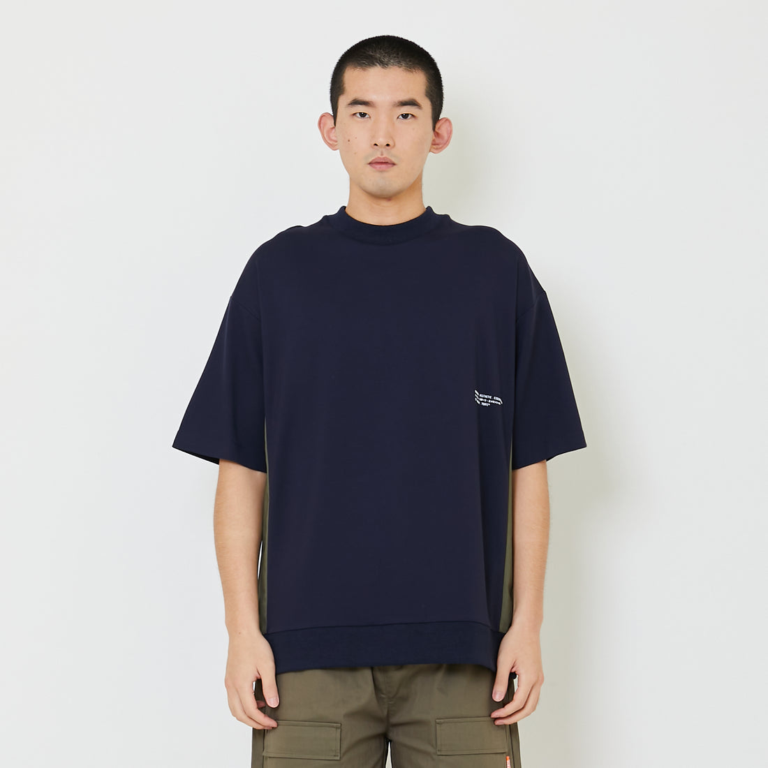 Men Printed Oversized Tee - Navy - SM2407123B