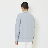 Men Oversized Polo Sweatshirt - Melange Grey - SM2407124B