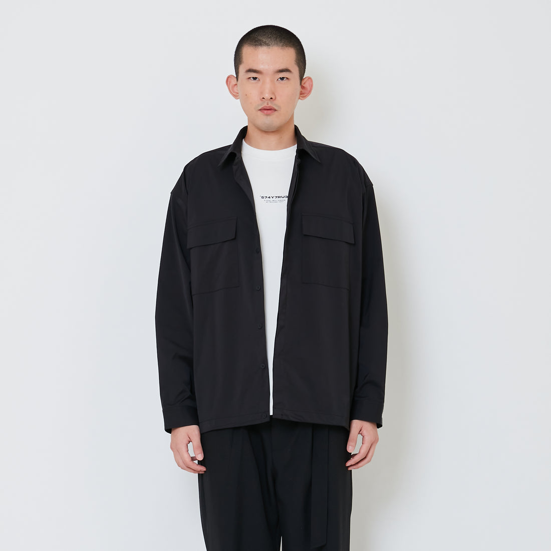 Men Oversized Shirt - Black - SM2407127C