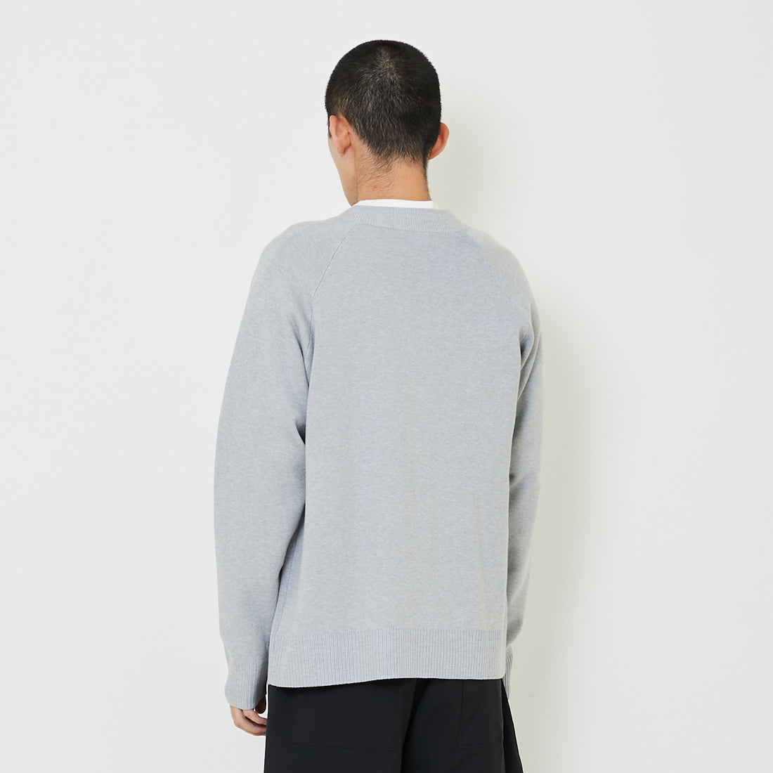 Men Oversized Cardigan - Melange Grey - SM2407128B