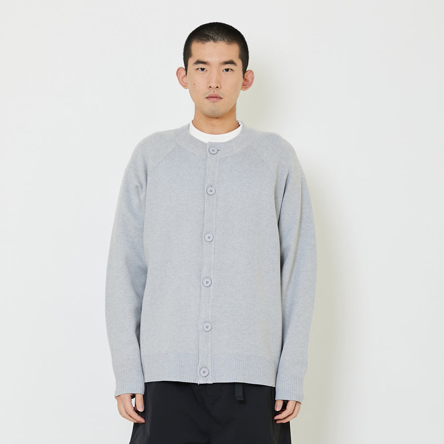 Men Oversized Cardigan - Melange Grey - SM2407128B